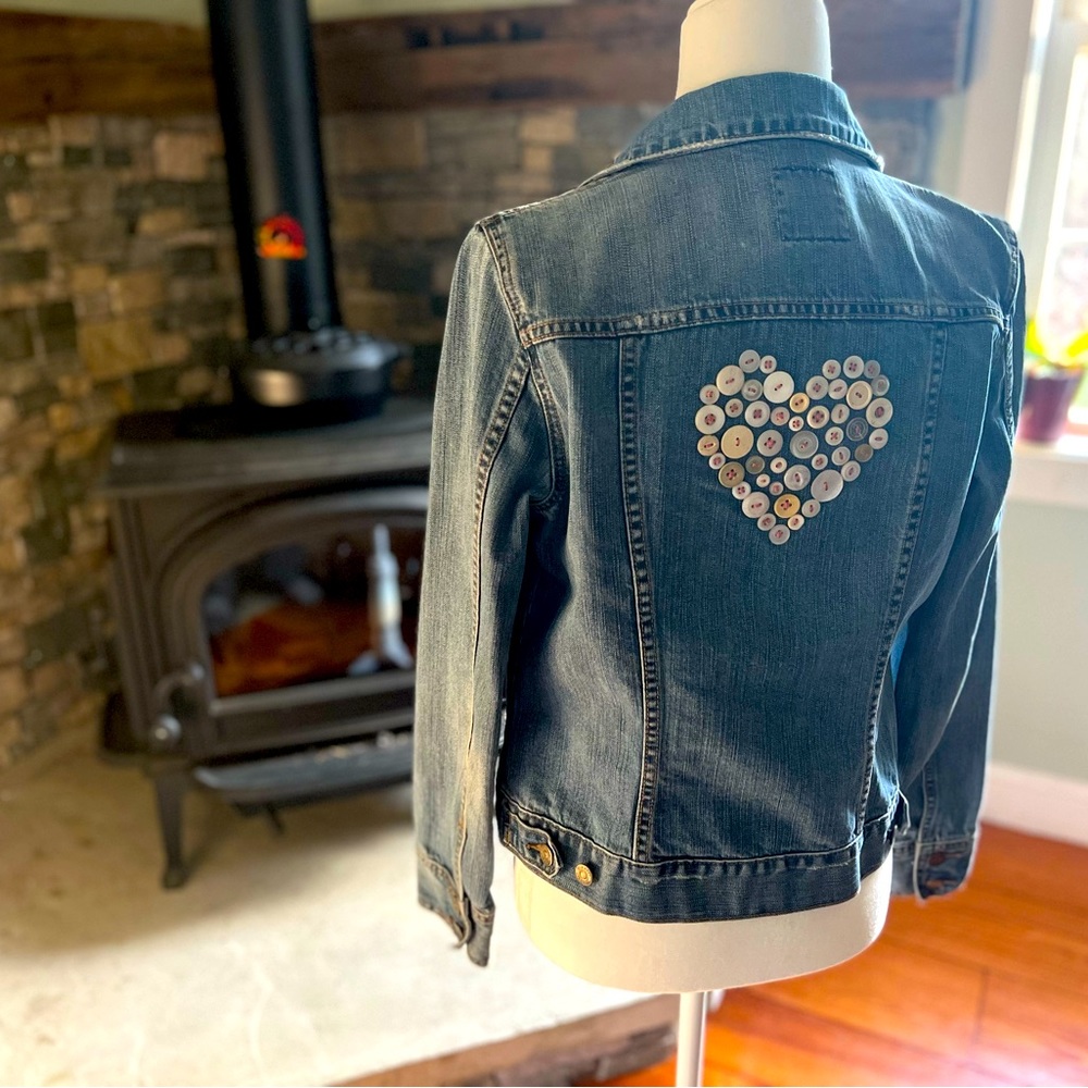 Vintage button-embellished denim jacket